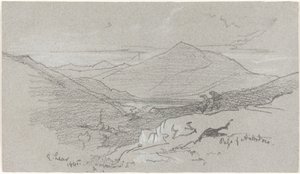 Bergachtig Uitzicht vanaf Antrodoco door Edward Lear