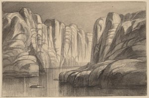 Rivier die zich een weg baant door een rotsformatie (Philae, Egypte) door Edward Lear