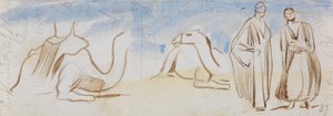 Studies van kamelen en Egyptische mannen
