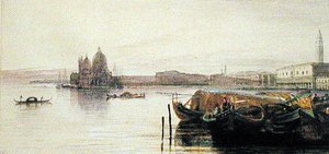 De kerk van Santa Maria della Salute, Venetië door Edward Lear