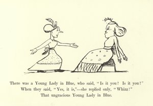 Er was een jonge dame in blauw, die zei, Ben jij het? Ben jij het? door Edward Lear