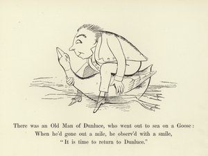 Er was een Oude Man van Dunluce, die naar zee ging op een Gans door Edward Lear