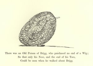 Er was een oude persoon van Brigg, die eindeloos veel pruiken kocht door Edward Lear