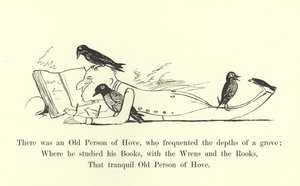 Er was een oude persoon van Hove, die de diepten van een bos bezocht door Edward Lear