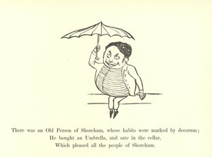 Er was een oude persoon uit Shoreham, wiens gewoonten werden gekenmerkt door decorum door Edward Lear