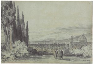 Uitzicht op Florence met de Dom in de verte, 1839