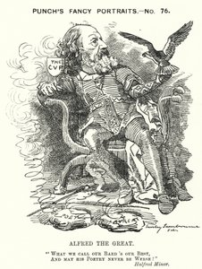 Punch cartoon: Alfred, Lord Tennyson, Engelse dichter door Edward Linley (after) Sambourne