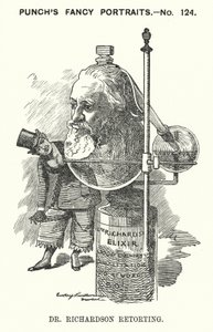 Punch cartoon: Benjamin Ward Richardson, Engelse arts (gravure) door Edward Linley (after) Sambourne