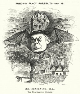 Punch cartoon: Charles Bradlaugh, Engelse liberale politicus en atheïst