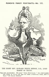 Punch cartoon: Edward White Benson, Engelse bisschop door Edward Linley (after) Sambourne