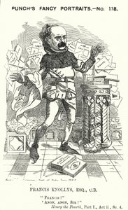 Punch cartoon: Francis Knollys, privésecretaris van de Prins van Wales (gravure) door Edward Linley (after) Sambourne