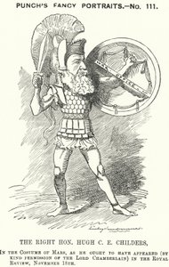 Punch cartoon: Hugh Childers, Engelse liberale politicus (gravure) door Edward Linley (after) Sambourne