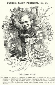 Punch cartoon: James Payn, Engelse romanschrijver door Edward Linley (after) Sambourne