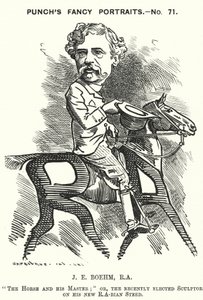Punch cartoon: Joseph Edgar Boehm, Engelse beeldhouwer door Edward Linley (after) Sambourne