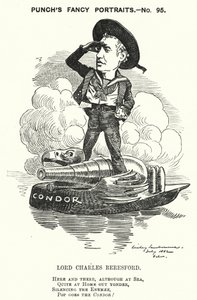 Punch cartoon: Lord Charles Beresford, Anglo-Ierse admiraal en conservatieve politicus (gravure) door Edward Linley (after) Sambourne