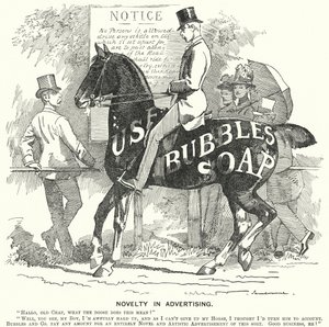 Punch cartoon: Nieuwigheid in Reclame (gravure) door Edward Linley (after) Sambourne