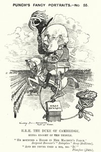 Punch cartoon: Prins George, Hertog van Cambridge, Britse soldaat door Edward Linley (after) Sambourne