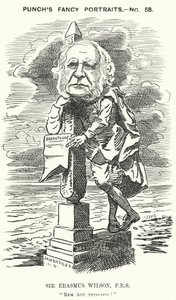 Punch cartoon: Sir Erasmus Wilson, Engelse chirurg en dermatoloog door Edward Linley (after) Sambourne