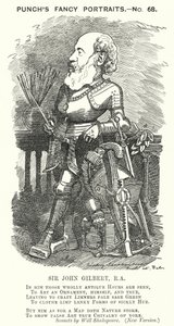 Punch cartoon: Sir John Gilbert, Engelse kunstenaar (gravure) door Edward Linley (after) Sambourne