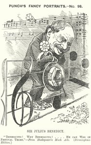 Punch cartoon: Sir Julius Benedict, Duits-gebore componist en dirigent (gravure) door Edward Linley (after) Sambourne