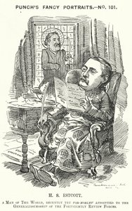 Punch cartoon: Thomas Hay Sweet Estcott, Engelse journalist en redacteur door Edward Linley (after) Sambourne