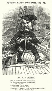 Punch cartoon: W S Gilbert, Engelse dramaturg en librettist (gravure)