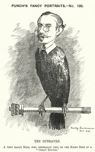 Punch cartoon: Windham Wyndham-Quin, 4e Graaf van Dunraven en Mount-Earl, Anglo-Ierse journalist, landeigenaar en conservatieve politicus (gravure)