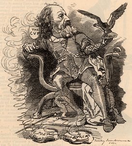Cartoon van Alfred Tennyson (1809-1893) Engelse dichter door Edward Linley Sambourne