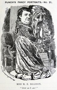Geïllustreerd portret van Mary Elizabeth Braddon (Maxwell) door Edward Linley Sambourne