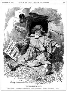 De Pelgrimsrust, karikatuur van Paul Kruger, Zuid-Afrikaanse politicus, 1900