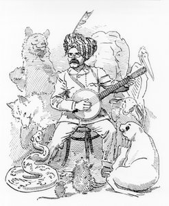 Illustratie voor Sambourne cartoon uit Punch, Rudyard Kipling door Edward Linley Sambourne