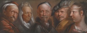 Studies van vijf hoofden naar Rembrandt door Edward Luttrell