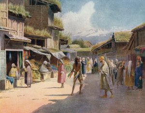 Een Bazaar in Srinagar door Edward Mary Joseph Molyneux
