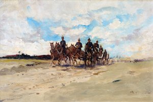 Koninklijke Artillerie, een veldkanonteam op mars, 1897 door Edward Matthew Hale