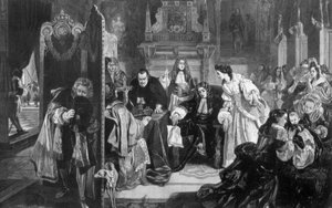 Koning Jacobus II 1633-1701 ontvangt nieuws over de landing van de Prins van Oranje, 1890 door Edward Matthew Ward
