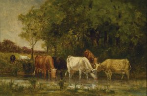 Koeien in landschap door Edward Mitchell Bannister