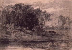 Koeien in het bos door Edward Mitchell Bannister