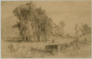 Landschap, Roeiboot en Koeien (#57) ca. 1880