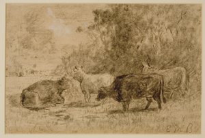 Landschap met vier koeien door Edward Mitchell Bannister