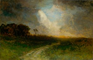 Zonder titel (landschap, man te paard)