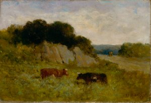 Zonder titel (landschap met twee koeien) door Edward Mitchell Bannister