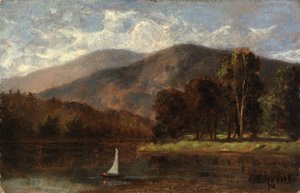 Zonder titel (zeilboot in rivier) door Edward Mitchell Bannister