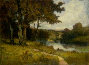 Naamloos landschap, bomen bij rivier, 1891