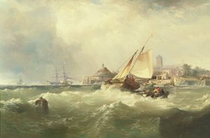 New Castle aan de Delaware door Edward Moran