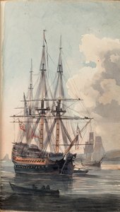 Uitzicht op het schip van Zijne Majesteit Inflexible, begin 19e eeuw door Edward Pelham Brenton