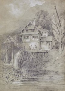 Landschap met watermolen door Edward Pretty