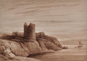 Landschap met een toren door Edward Pretty