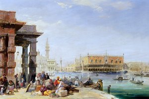 Het Dogepaleis vanaf Santa Maria della Salute door Edward Pritchett