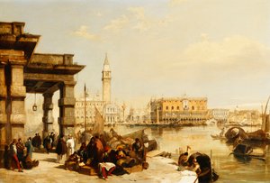 Uitzicht op St. Marks vanaf de Punta della Dogana, Venetië door Edward Pritchett
