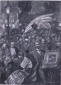 Mafeking nacht in Londen, illustratie uit Cassells Geschiedenis van Engeland, 1900s